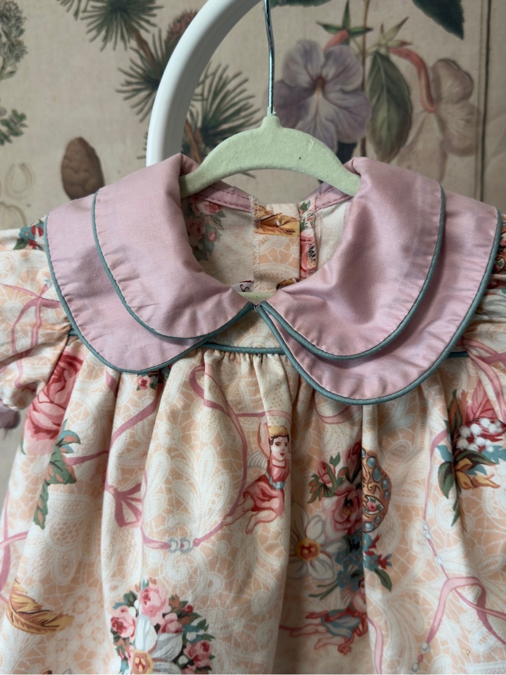 Vintage Sarah Kent 2T Pink Cherub Floral Peter Pan Collar Bubble Dress USA - Picture 3 of 13